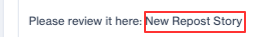 Highlighted New Repost Story text in the email editor